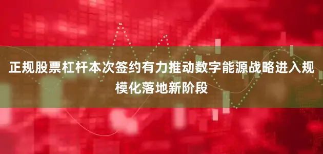 正规股票杠杆本次签约有力推动数字能源战略进入规模化落地新阶段